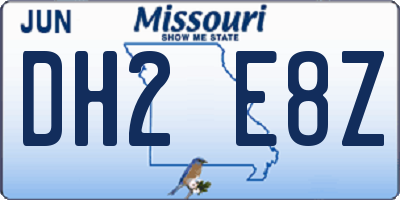 MO license plate DH2E8Z