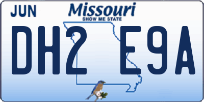 MO license plate DH2E9A