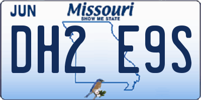 MO license plate DH2E9S