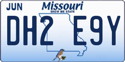 MO license plate DH2E9Y