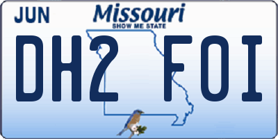 MO license plate DH2F0I