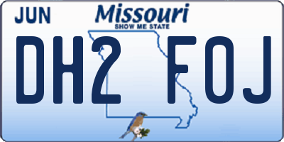 MO license plate DH2F0J