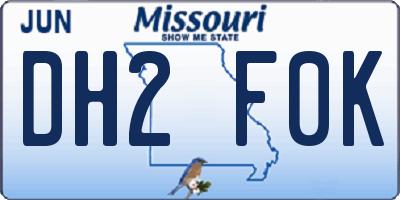 MO license plate DH2F0K