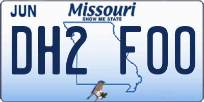 MO license plate DH2F0O