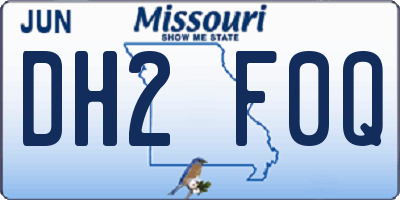 MO license plate DH2F0Q