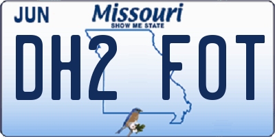 MO license plate DH2F0T
