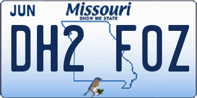 MO license plate DH2F0Z
