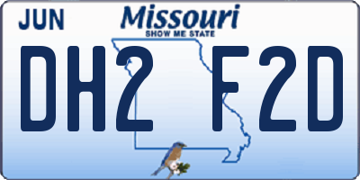 MO license plate DH2F2D