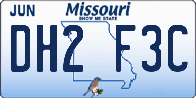 MO license plate DH2F3C