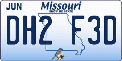 MO license plate DH2F3D