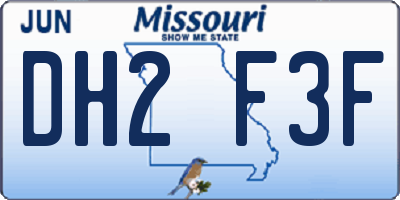 MO license plate DH2F3F