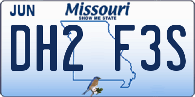 MO license plate DH2F3S