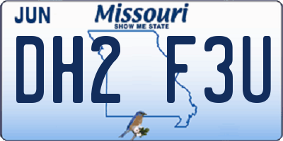 MO license plate DH2F3U