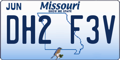 MO license plate DH2F3V