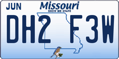 MO license plate DH2F3W