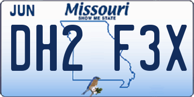 MO license plate DH2F3X