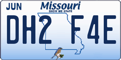 MO license plate DH2F4E
