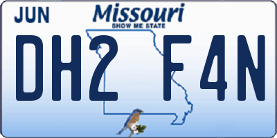 MO license plate DH2F4N