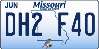 MO license plate DH2F4O