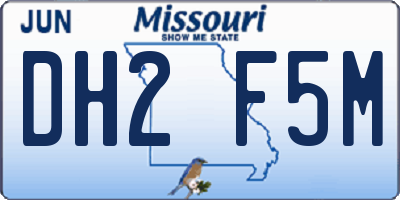 MO license plate DH2F5M