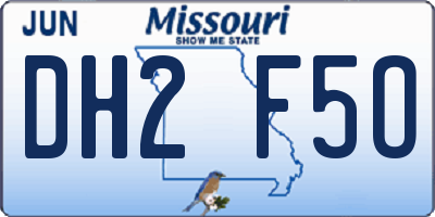MO license plate DH2F5O