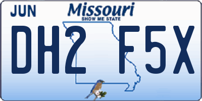 MO license plate DH2F5X