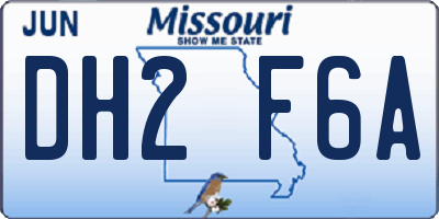 MO license plate DH2F6A