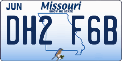 MO license plate DH2F6B