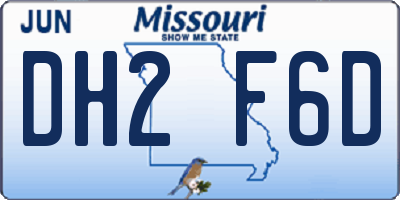 MO license plate DH2F6D