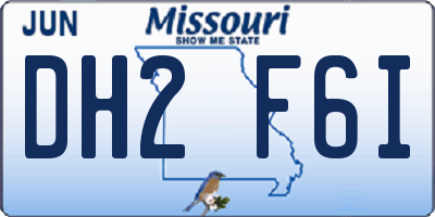 MO license plate DH2F6I