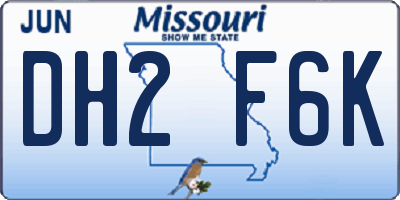 MO license plate DH2F6K