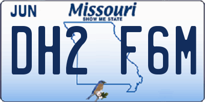 MO license plate DH2F6M