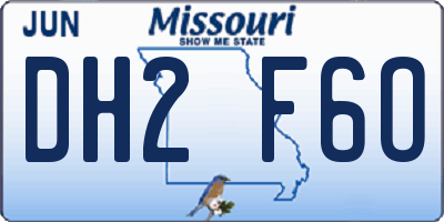 MO license plate DH2F6O