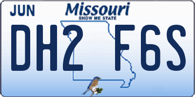 MO license plate DH2F6S