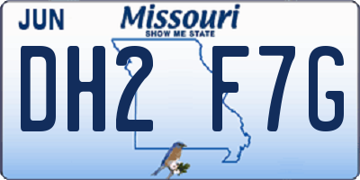 MO license plate DH2F7G
