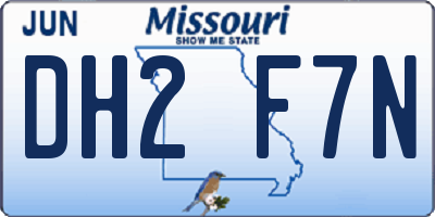 MO license plate DH2F7N