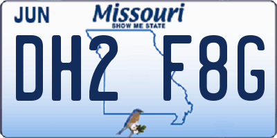 MO license plate DH2F8G