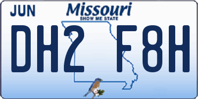 MO license plate DH2F8H