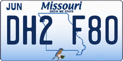 MO license plate DH2F8O