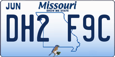 MO license plate DH2F9C