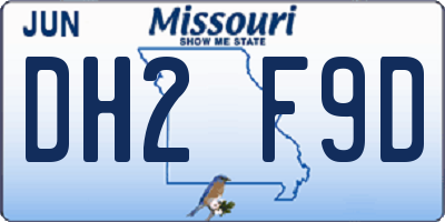 MO license plate DH2F9D