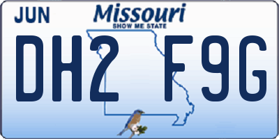 MO license plate DH2F9G