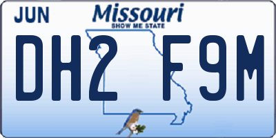 MO license plate DH2F9M