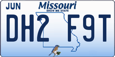 MO license plate DH2F9T