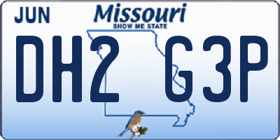MO license plate DH2G3P