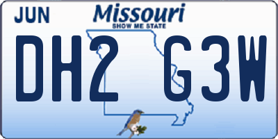 MO license plate DH2G3W