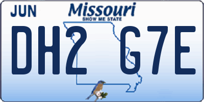 MO license plate DH2G7E
