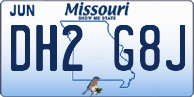 MO license plate DH2G8J