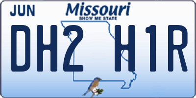 MO license plate DH2H1R