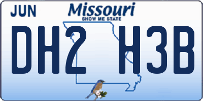 MO license plate DH2H3B